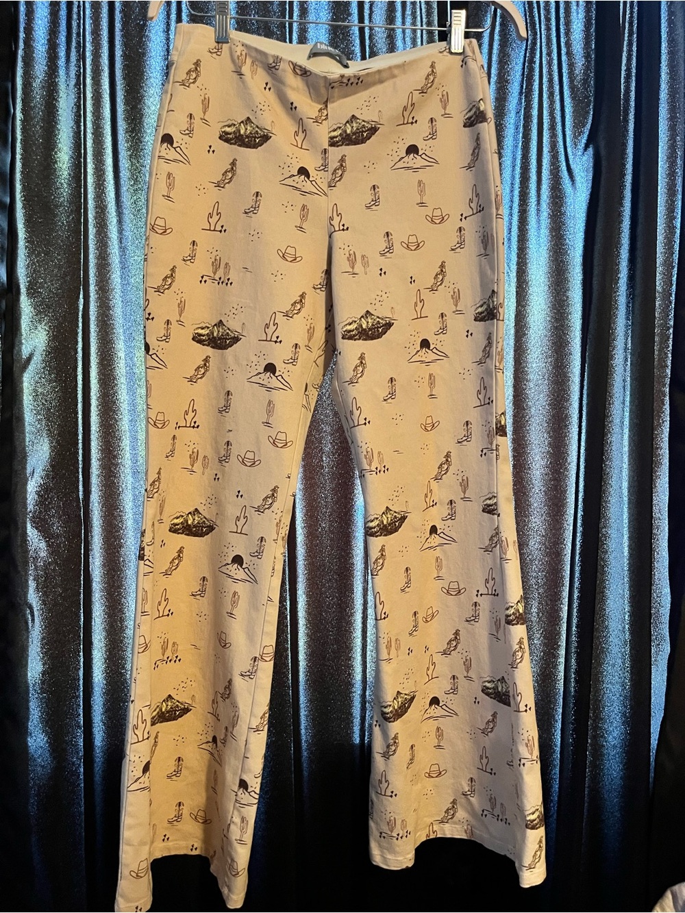 Beige Desert Print Bootcut Pants